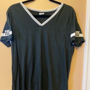 Black and Silver PINK V-Neck Tee